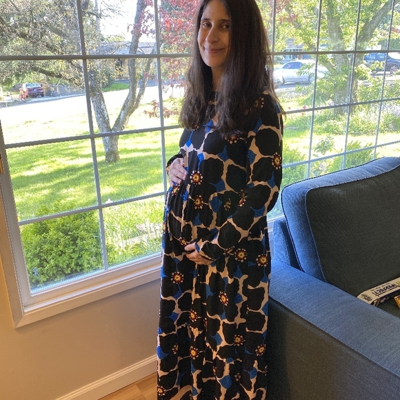 Floral Print Black and Blue Dress - Picture 2 of 3